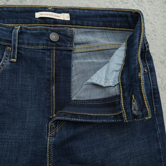 Levi's 721 Jeans Women's Size 28 Blue High-Rise Skinny Denim 28" Inseam Stretch - Picture 2 of 16